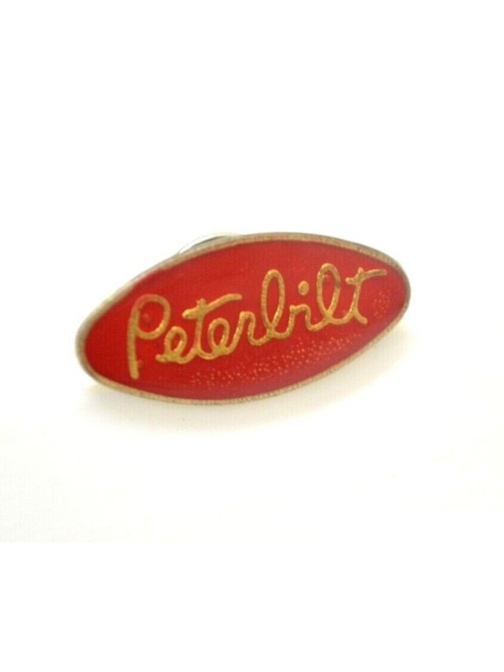 Vintage Peterbilt Pin Red Lapel Hat Bag Semi Truck Transport Collectible
